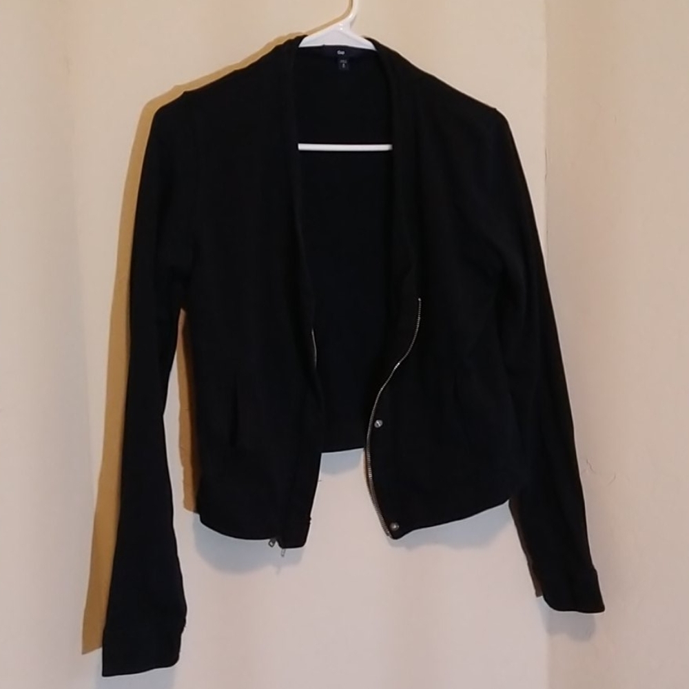 Gap black cropped zip up sweatshirt